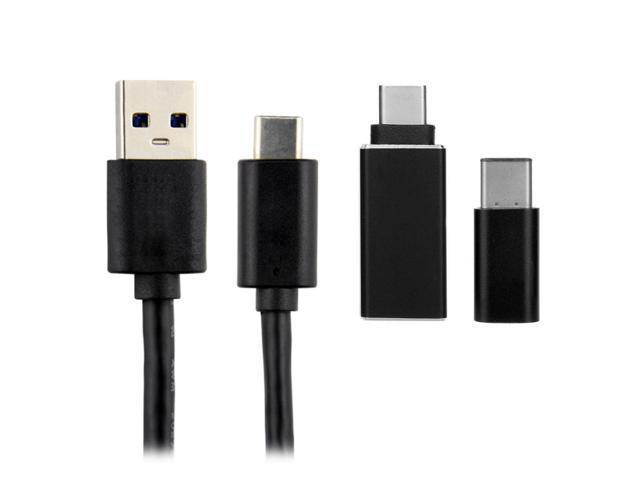 USB-C USB Type-C Male to USB 2.0 Male Data Charger Cable & USB 2.0 Female to Type-C Male OTG & Micro USB Female to Type-C Male Adapter Kit 3 in 1