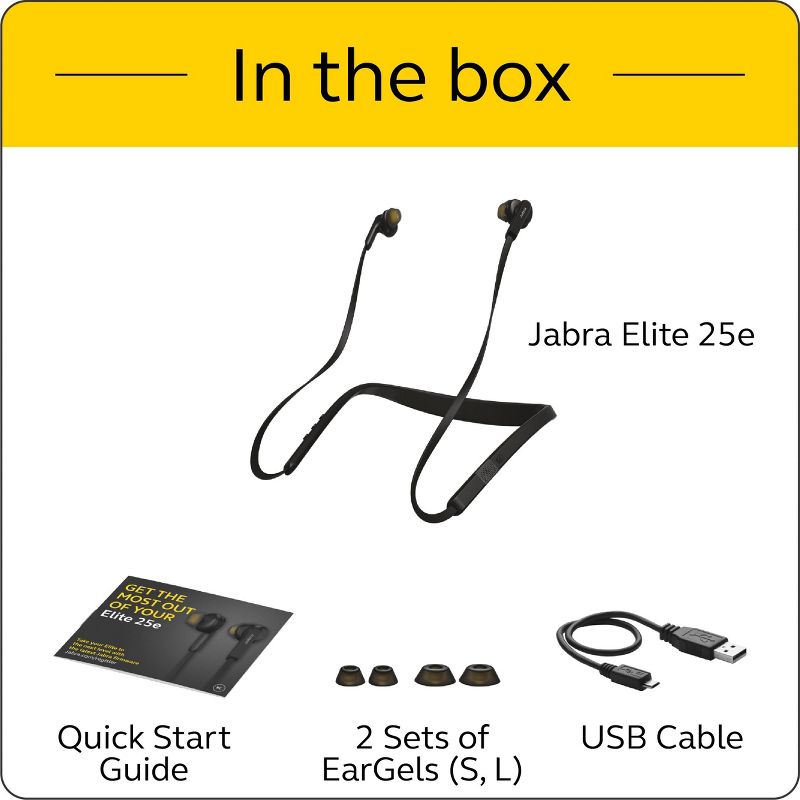 Jabra Elite 25e Wireless Bluetooth Earbuds for Music and Calls Black