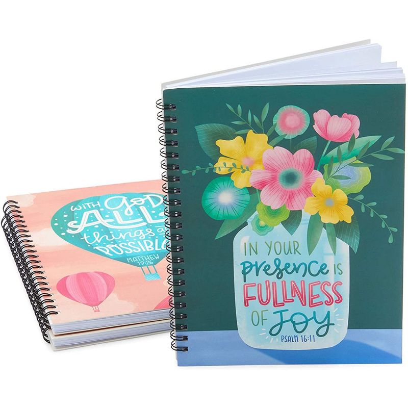 Faithful Finds 3-Pack Christian Inspirational Bible Quote Spiral Lined Notebook Journal (6 x 8 in, 110 Page)