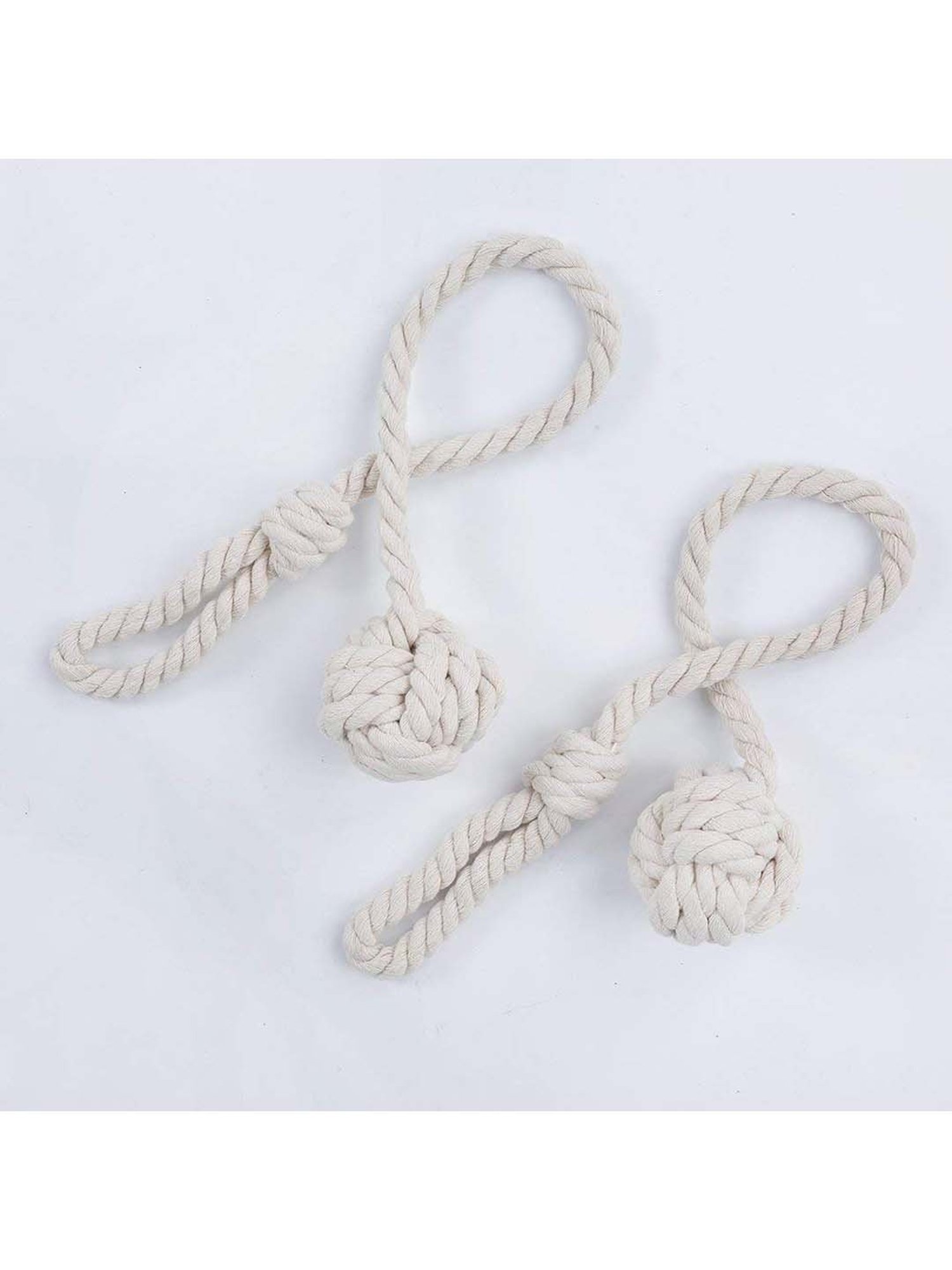 MODERN HOMES White Cotton Hand-Knotted Curtain Ropes - Set of 2