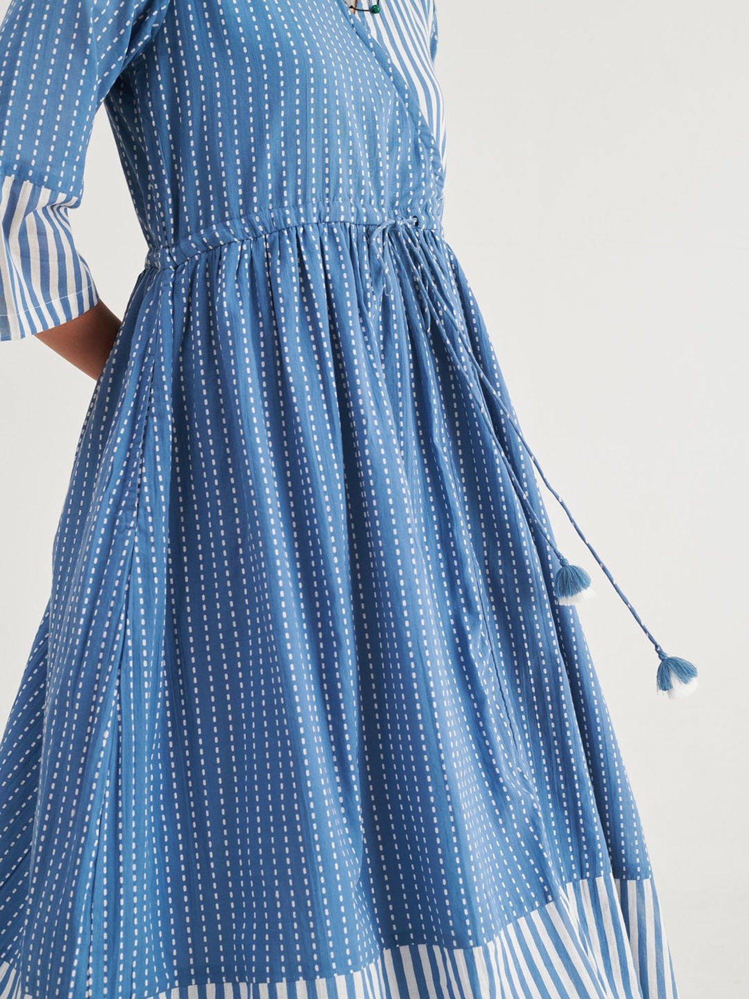 Prakriti Jaipur Indigo Stripes Tie Dress