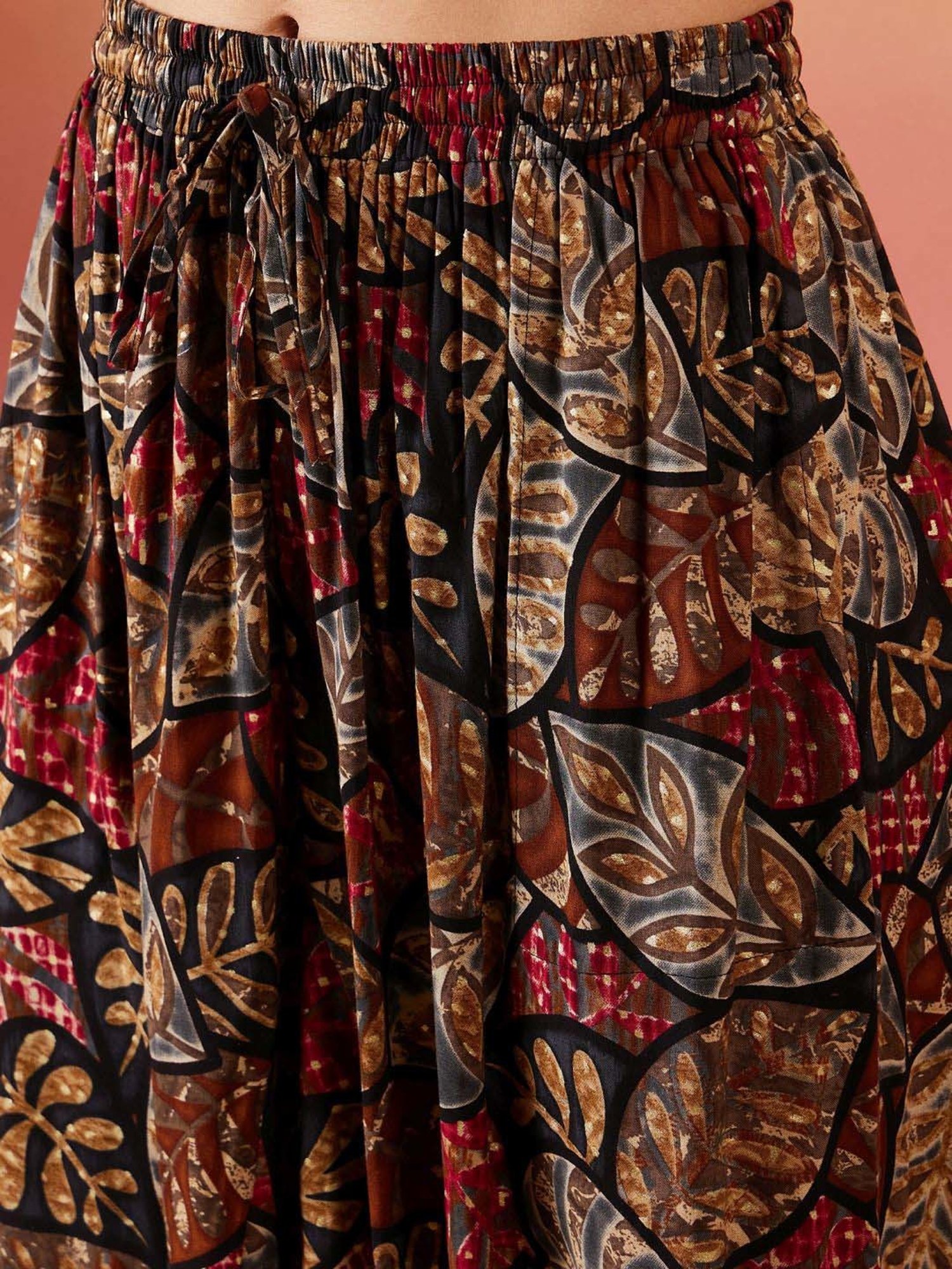 Inweave Black Printed Dhoti Pants