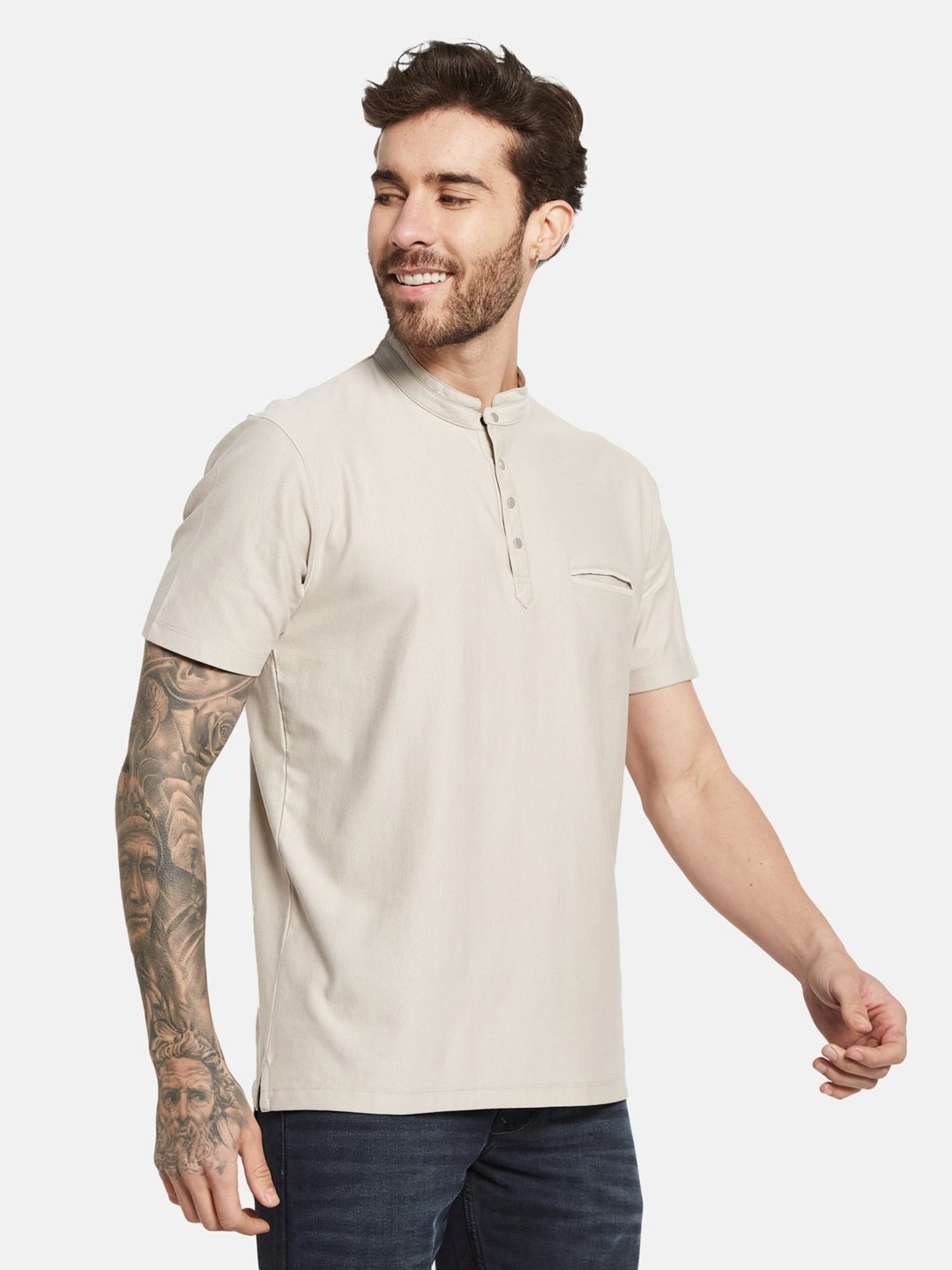 Octave Mastic Cotton Regular Fit Henley T-Shirt