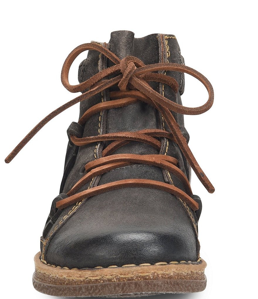 Born Temple II Distressed Leather Lace-Up Booties