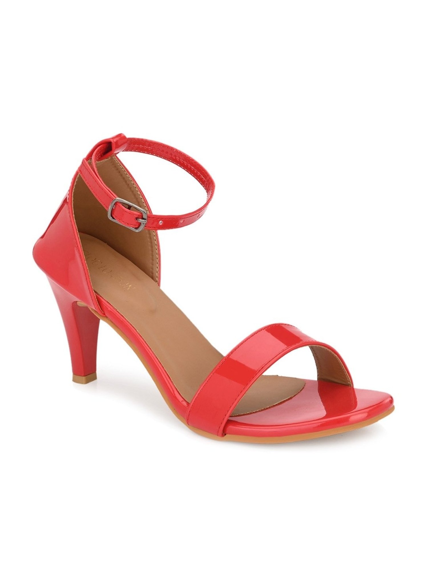 Clog London Women's Red Ankle Strap Stilettos