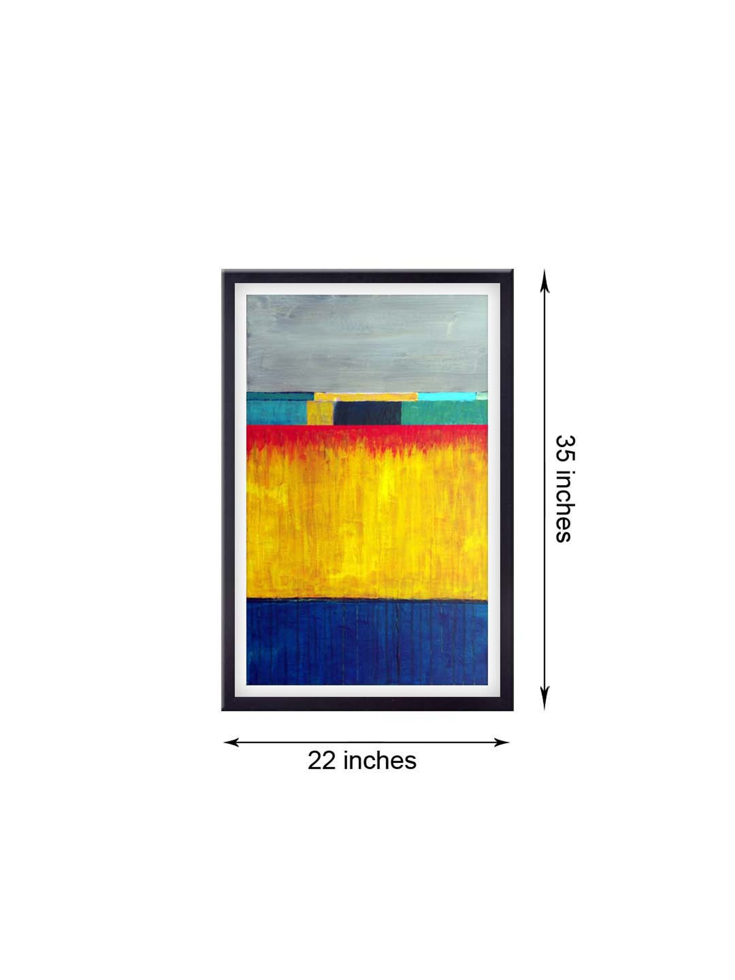 999store Yellow & Blue Abstract Printed Canvas Painting