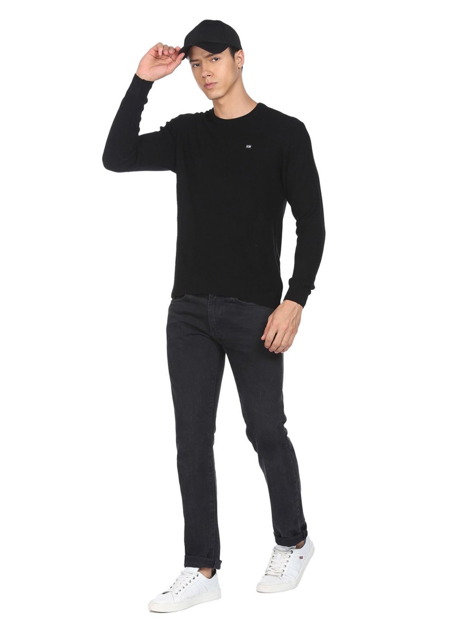 Arrow Sport Black Regular Fit Sweaters