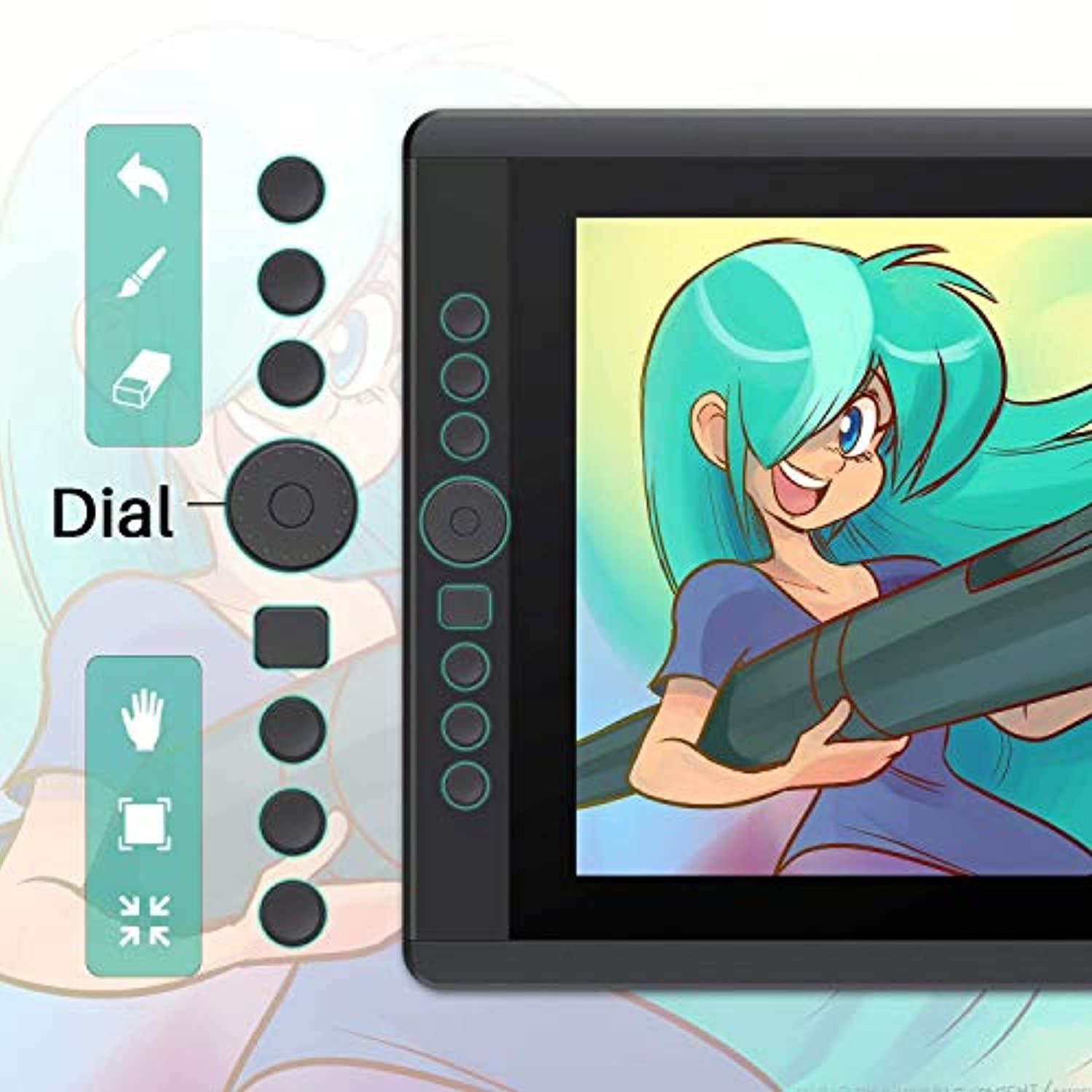 Artisul D16 15.6 Inch Drawing Tablet with Screen FHD Graphics Drawing Monitor Pen Display with 8192 Levels Pen Pressure 7 Customized Shortcut Keys and a Dial for Drawing,Design and Home O (ArtisulD16)