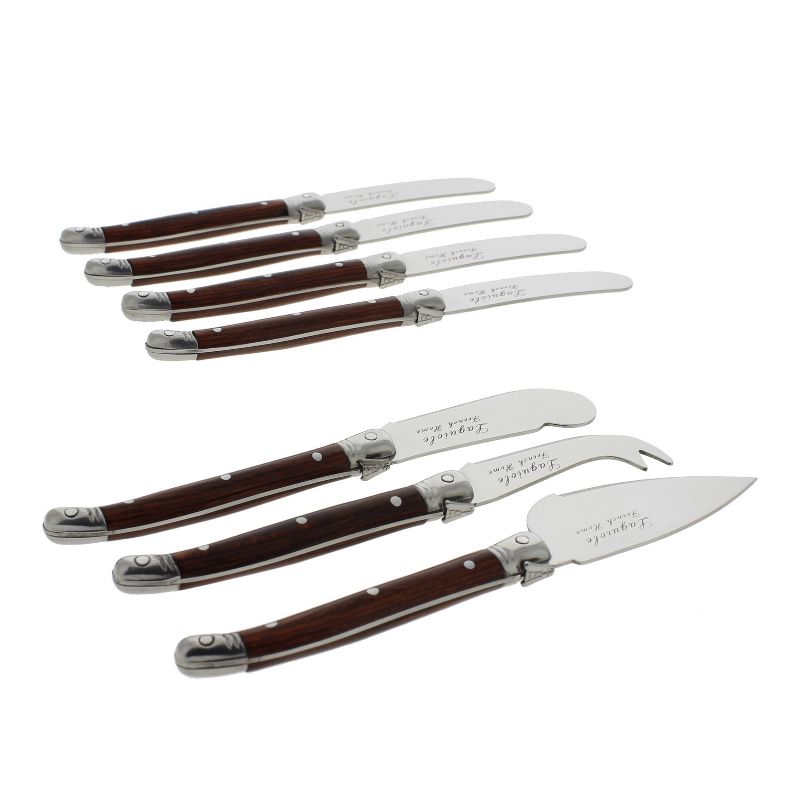 7pc Stainless Steel Laguiole Pakkawood Cheese Knife Set Brown - French Home