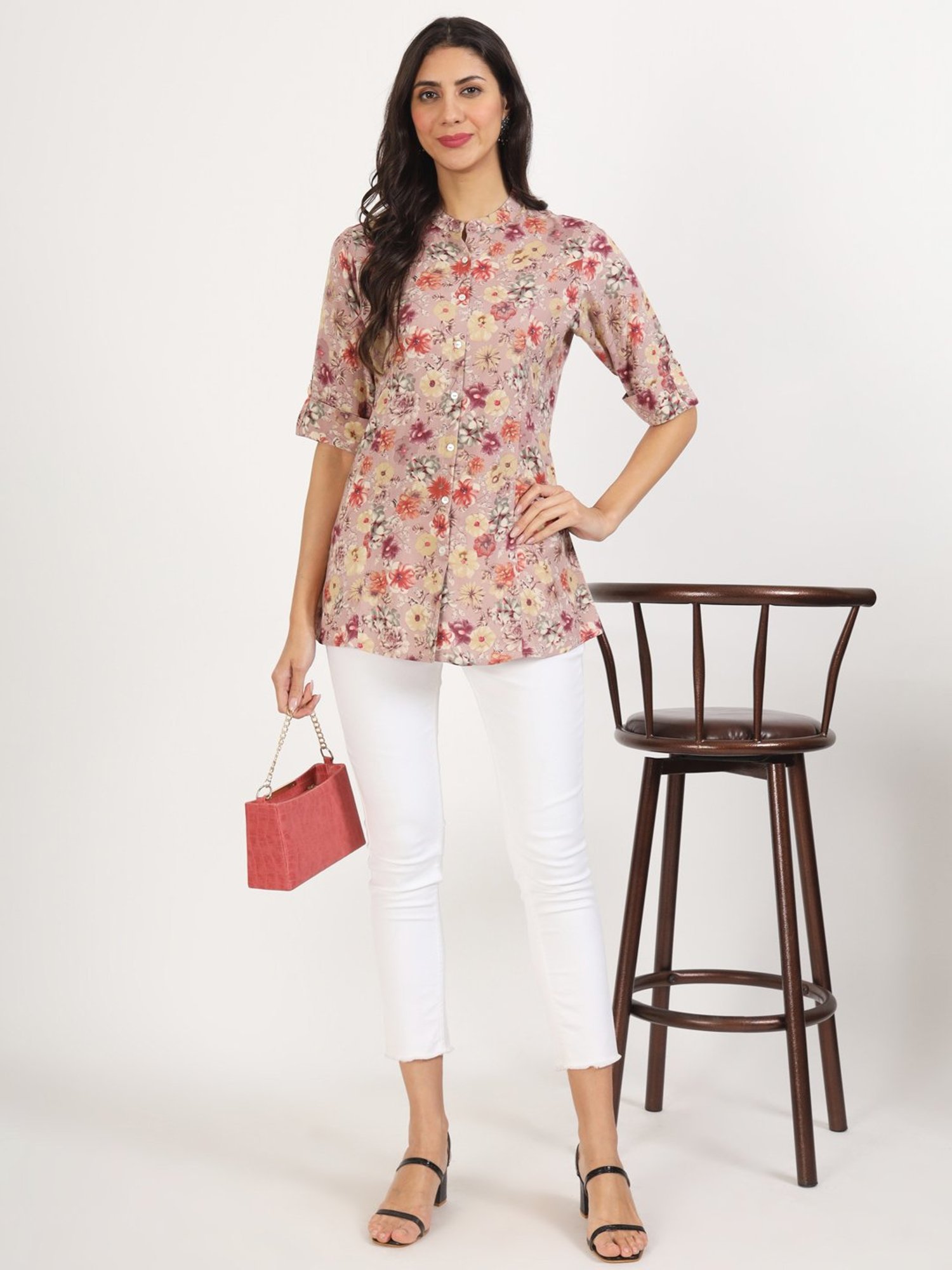 Divena Dusty Pink Floral Print Tunic