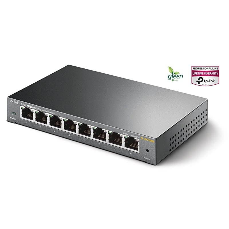 8 Port Gigabit Switch | Easy Smart Managed | Plug & Play | Limited Lifetime Protection | Desktop/Wall-Mount | Sturdy Metal w/ Shielded Ports | Support QoS, Vlan, IGMP and LAG (TL-SG108E)