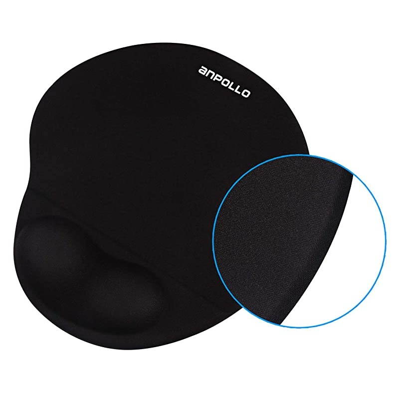 Mouse Pad Ergonomic Mouse Pad with Gel Wrist Rest Support Gaming Mouse Pad with Lycra Cloth NonSlip PU Base for Computer Laptop Home Office Travel Black