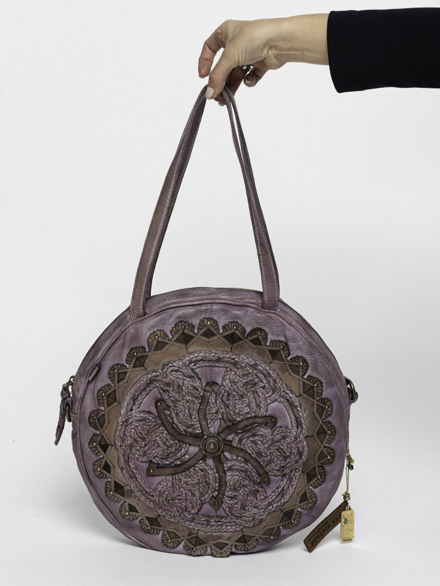 Art N Vintage Parma Quail Purple Leather Textured Medium Shoulder Handbag