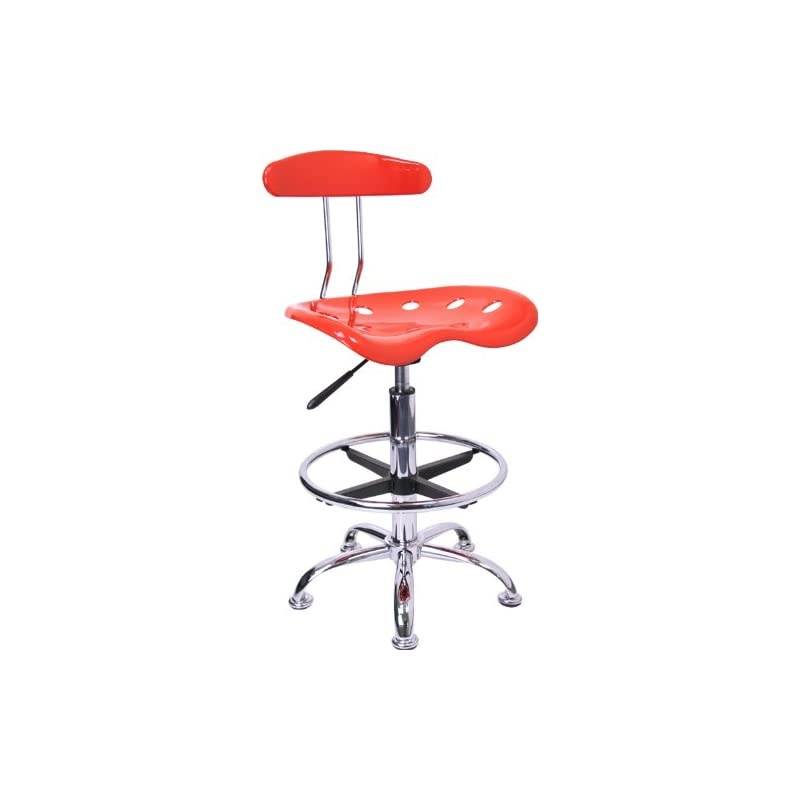 Vibrant Red and Chrome Drafting Stool with Tractor Seat