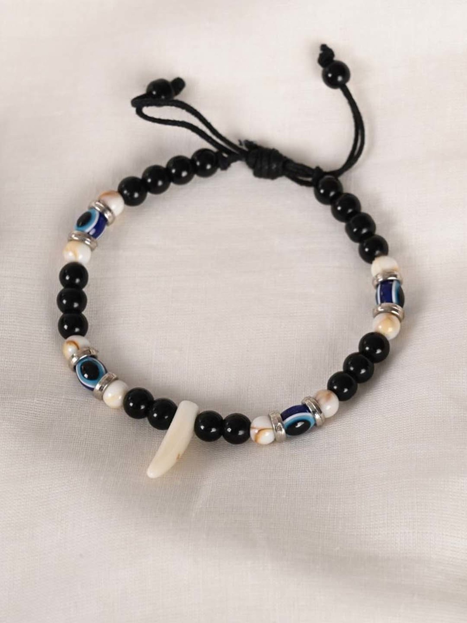 NVR Pearl Evil Eye Adjustable Bracelet for Unisex