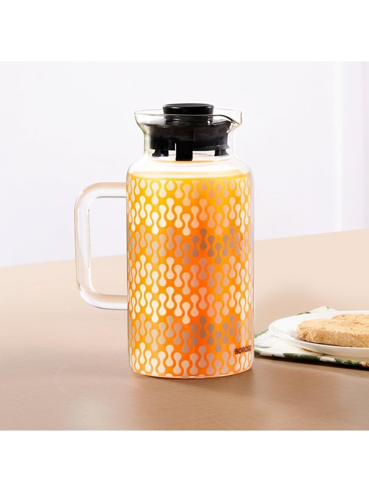 Borosil Vista Transparent Borosilicate Glass Jug with Lid (1000 ML)