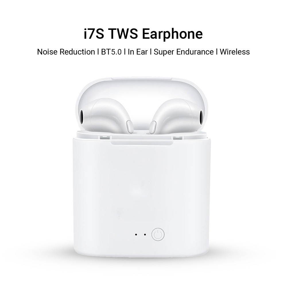 i7S TWS Earphone BT5.0 Wireless Sports Earbuds Cordless Handsfree In Ear Stereo Headset with Charging Box Noise Reduction Compatible with Android iOS
