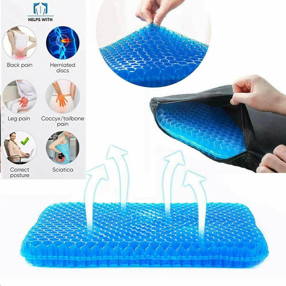 Gel Seat Cushion, Office Chair Seat Cushion with Non-Slip Cover Breathable Honeycomb Pain Relief Sciatica Egg Crate Cushion for Office Chair Car Wheelchair(15.7*13*1.6inch)