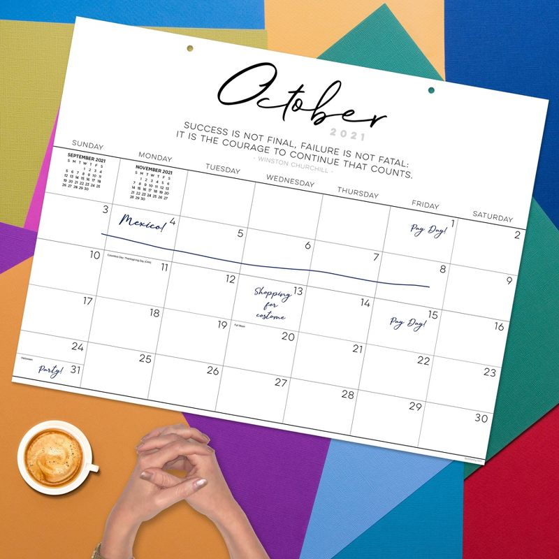 2021-22 Academic Desktop Calendar Inspirational Script Desk Pad Monthly - The Time Factory