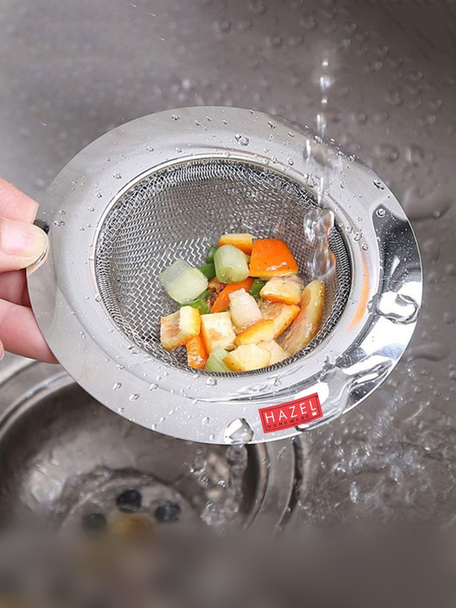 HAZEL Silver Stainless Steel Kitchen Sink Strainer, Wash Basin Drainer Filter (Dia: 6 cm)