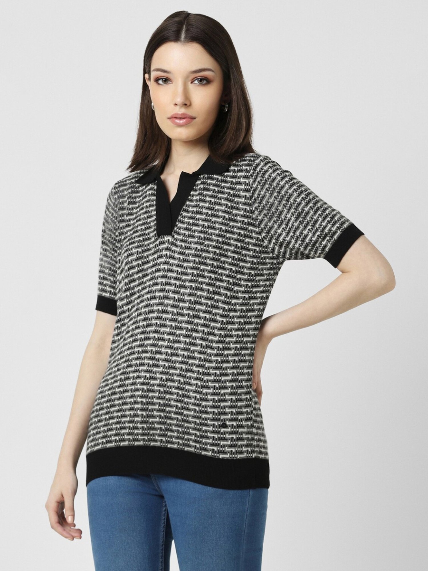 Van Heusen Grey Printed T-Shirt