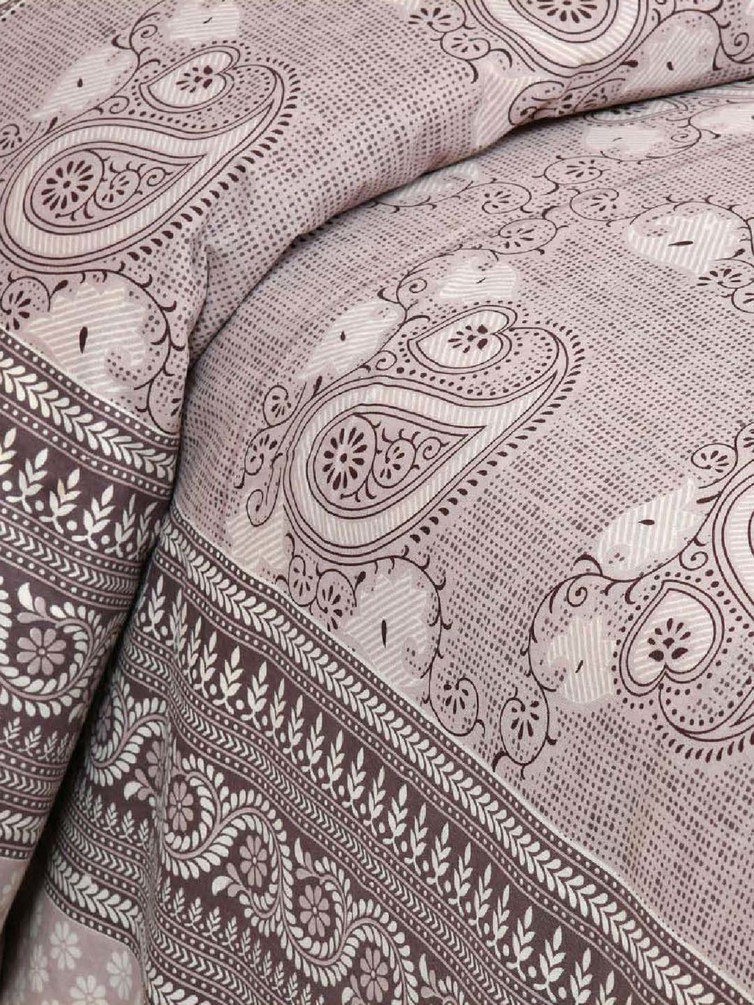 JaipurFabric Rosy Brown 180 TC 100% Cotton Paisley Art Double Bedsheet with 2 Pillow Covers
