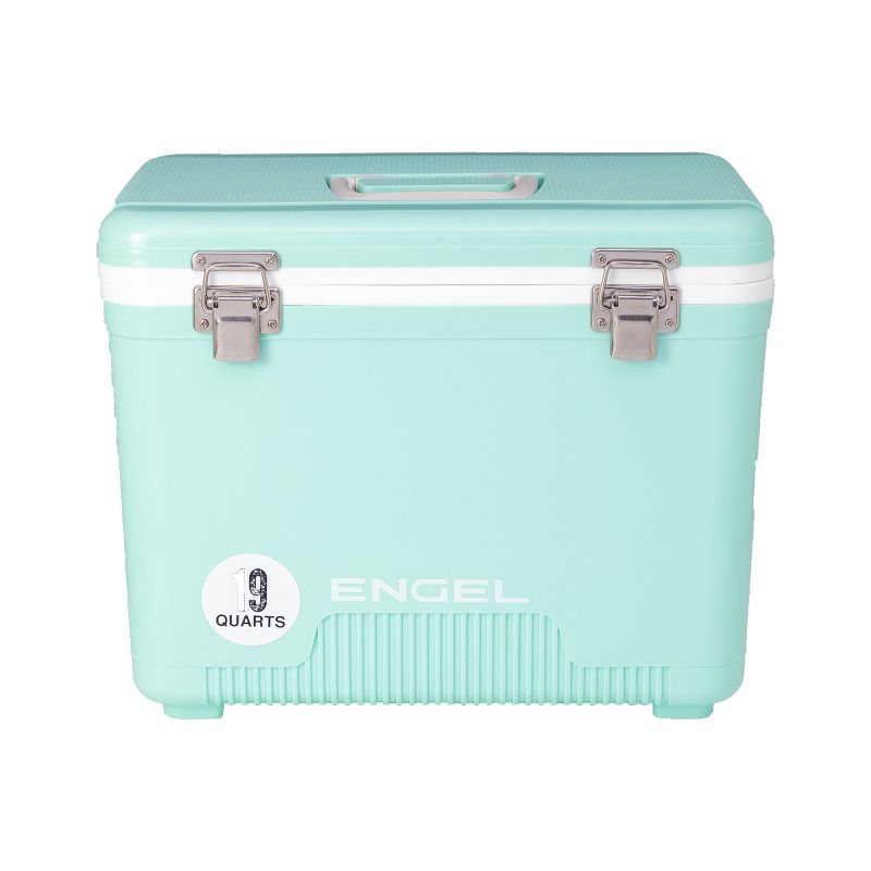 Engel 19 Quart 32 Can Leak Proof Odor Resistant Insulated Cooler Drybox with Integrated Shoulder Strap, Seafoam