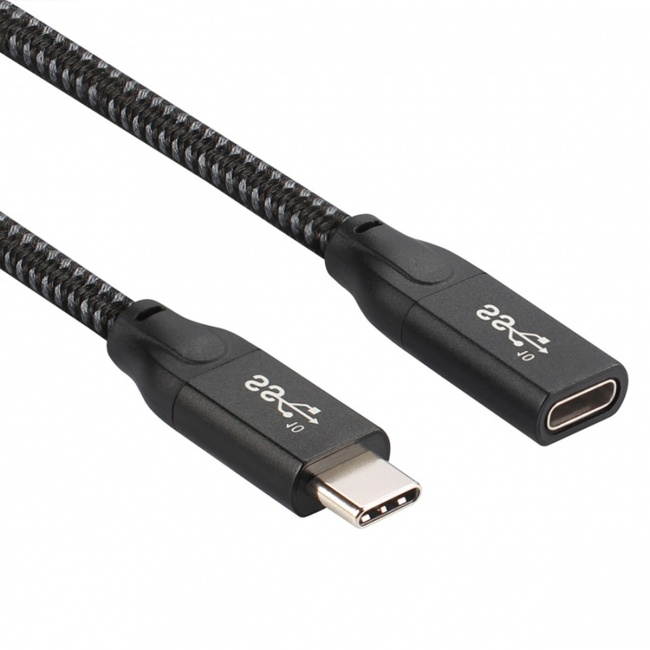 Cablecc 30CM USB-C USB 3.1 Type-C Male to Female Extension Data Cable with Sleeve for Laptop Phone