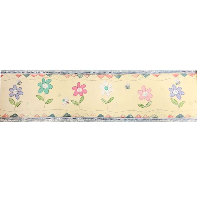 Yellow Bumblebee Daisy Flowers Prepasted Wall Border - Surestrip..
