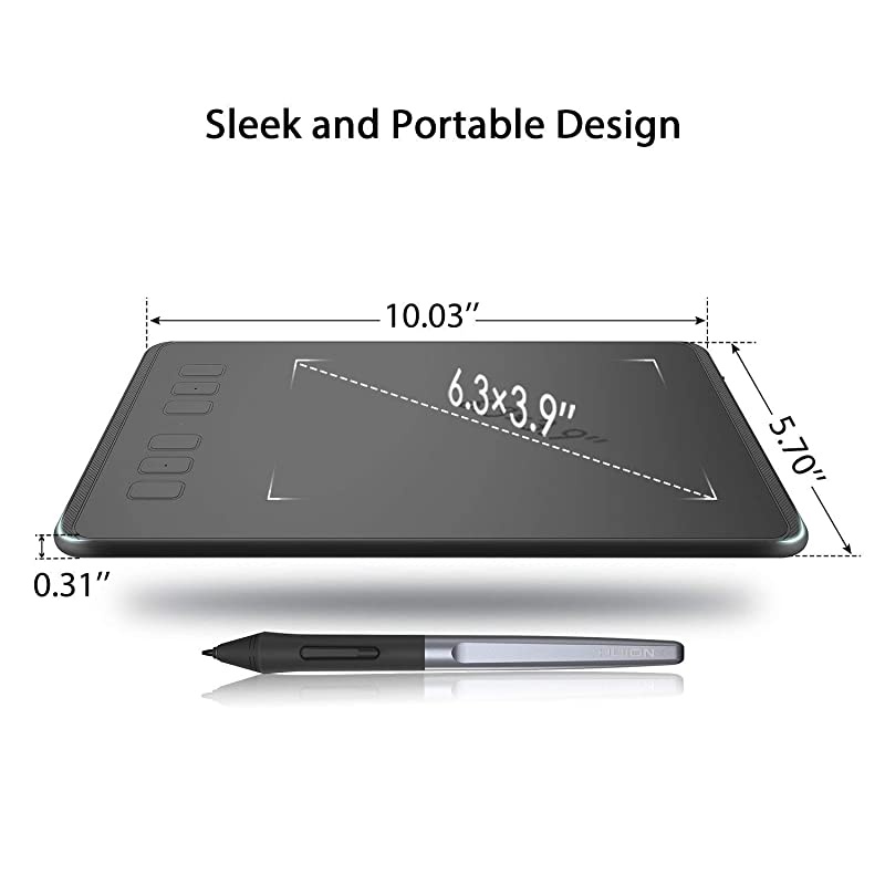 H640P Graphic Tablets OSU Drawing Tablet with 6 Shortcut Keys BatteryFree Stylus 8192 Pressure Sensitivity Compatible with Mac PC or Android Mobile