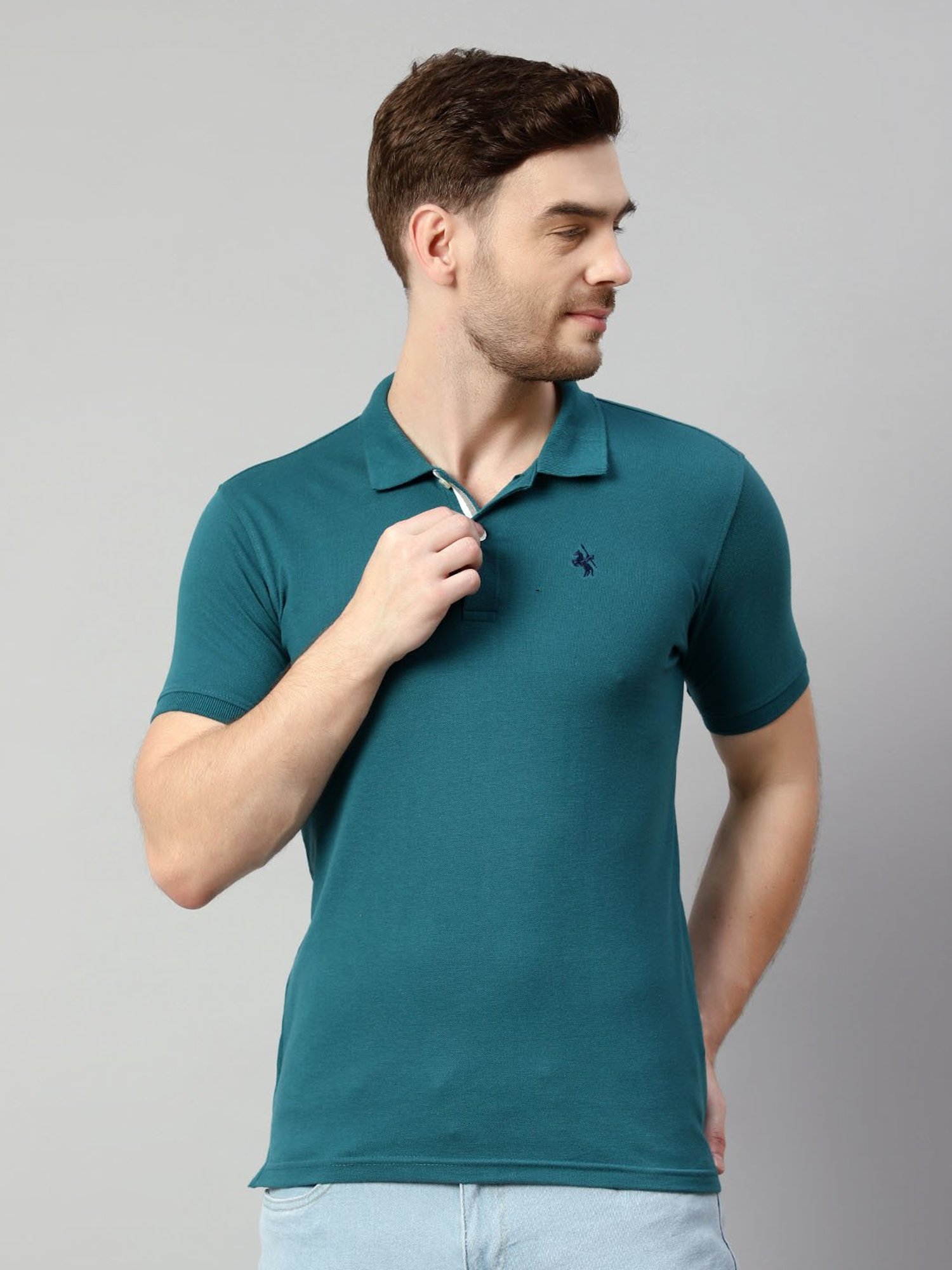 Cantabil Teal Regular Fit Polo T-Shirt