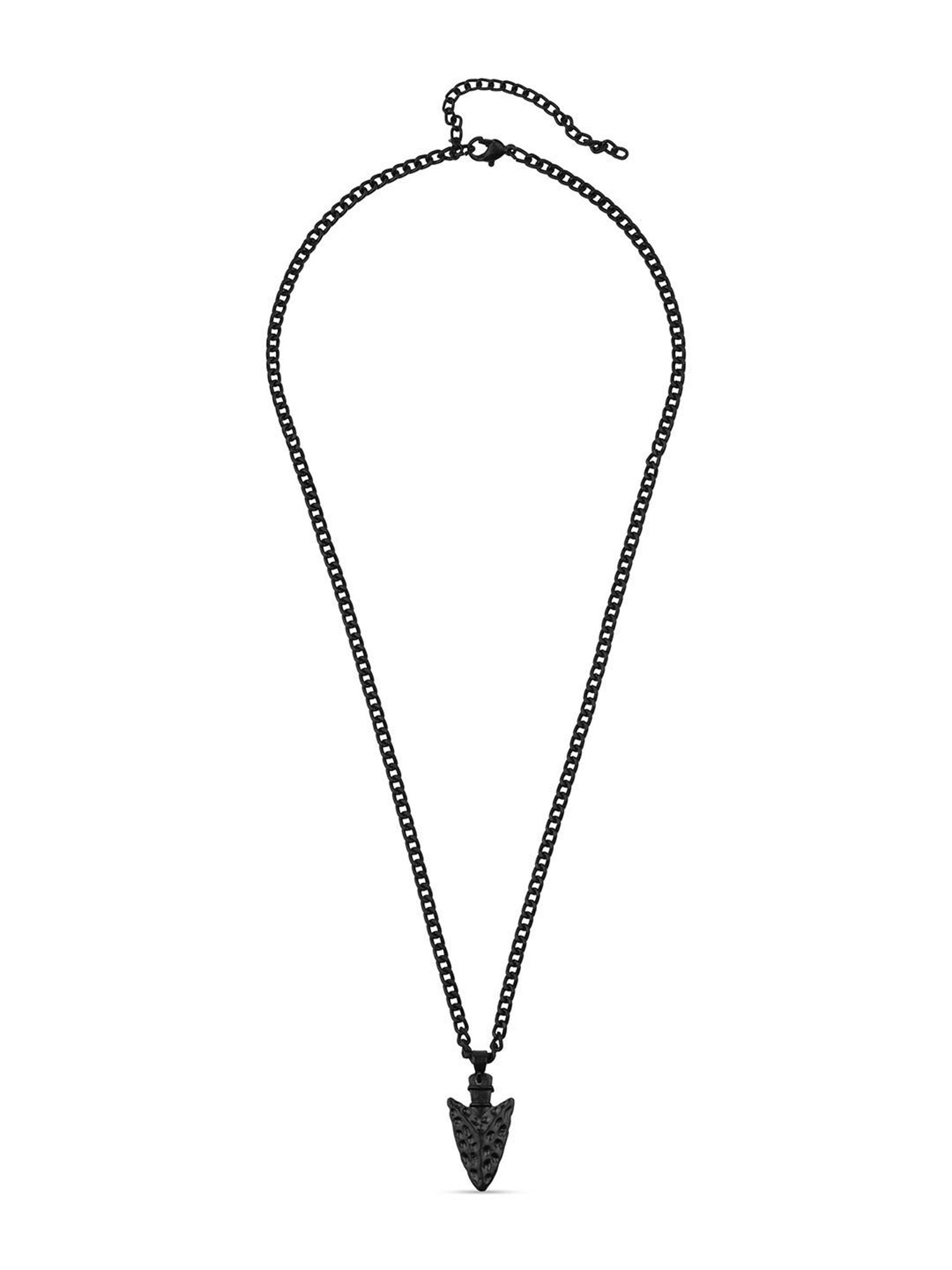 The Bro Code Black Hammered Arrow Pendant Necklace for Men