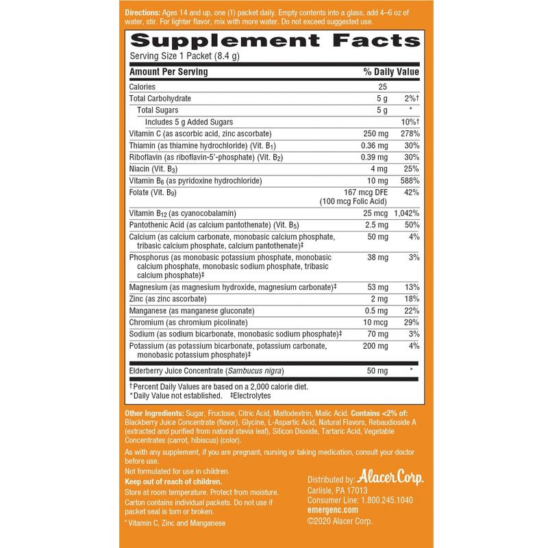 Emergen-C Core Elderberry Powder - 18ct