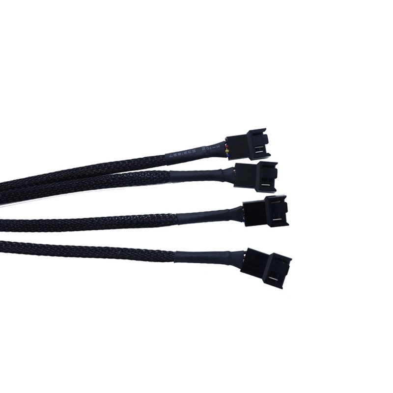 PWM Fan Splitter Cable Hub 1 to 4 Power Adpater,Motherboard PMW 4-pin Fan Sleeved Braided Y Splitter Internal Power Extension Cable for Computer CPU/Case Fan 1x4 Converter - 10 inches
