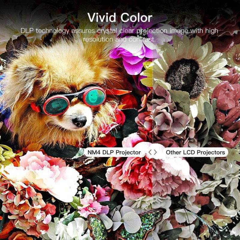 APEMAN NM4 Mini Portable Projector, Video DLP Pocket Projector for Home and Outdoor Entertainment, Support 1080P HDMI Input Built-in Rechargeable Battery Stereo Speakers with Upgraded 360&deg; Tripod