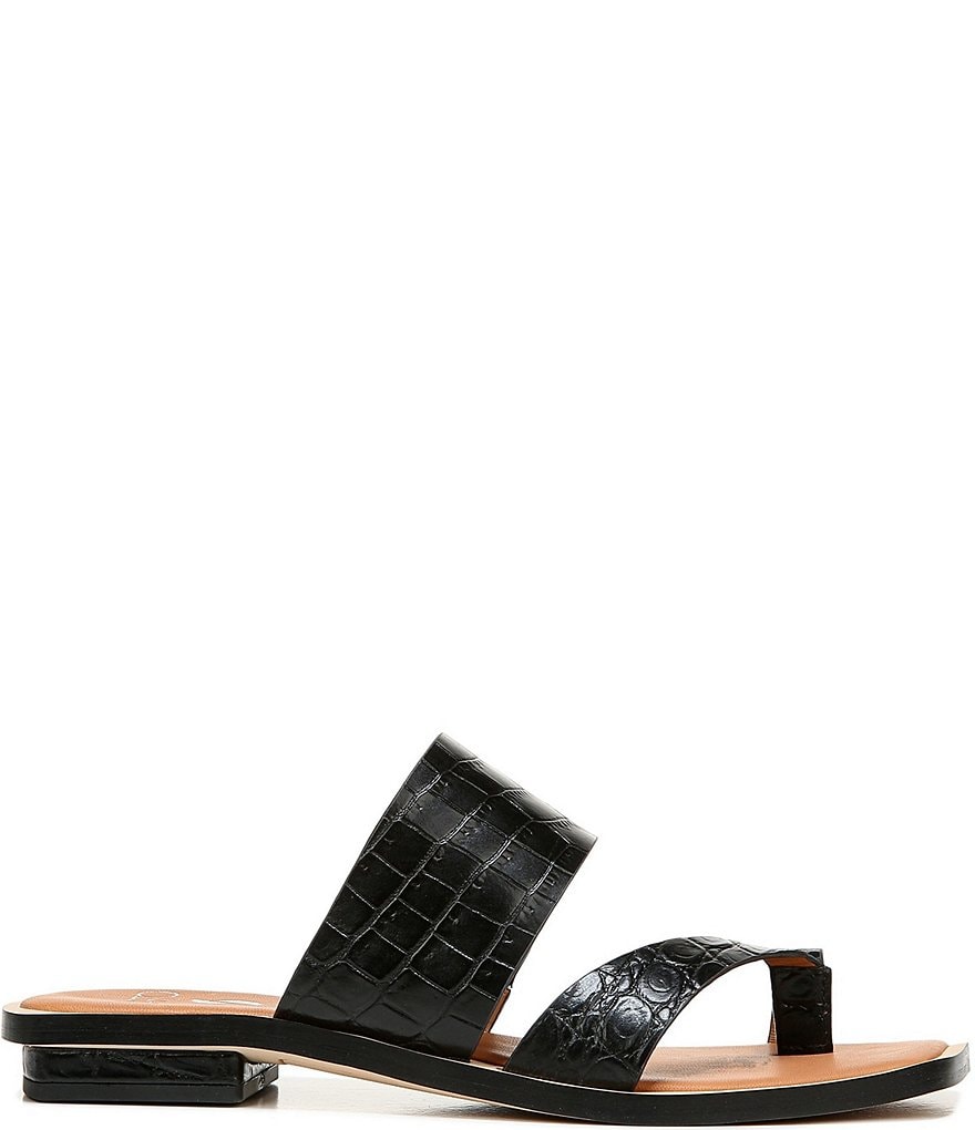 Sarto by Franco Sarto Ediana Croco Print Leather Toe Ring Square Toe Sandals