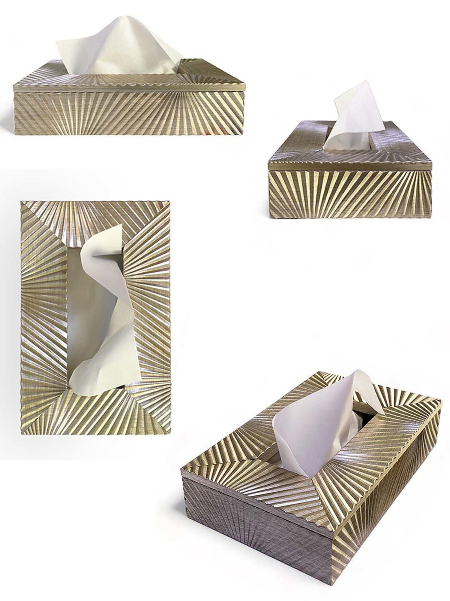 Art Street Silver Engineered Wood Rectangle Tissue Paper Napkin Box