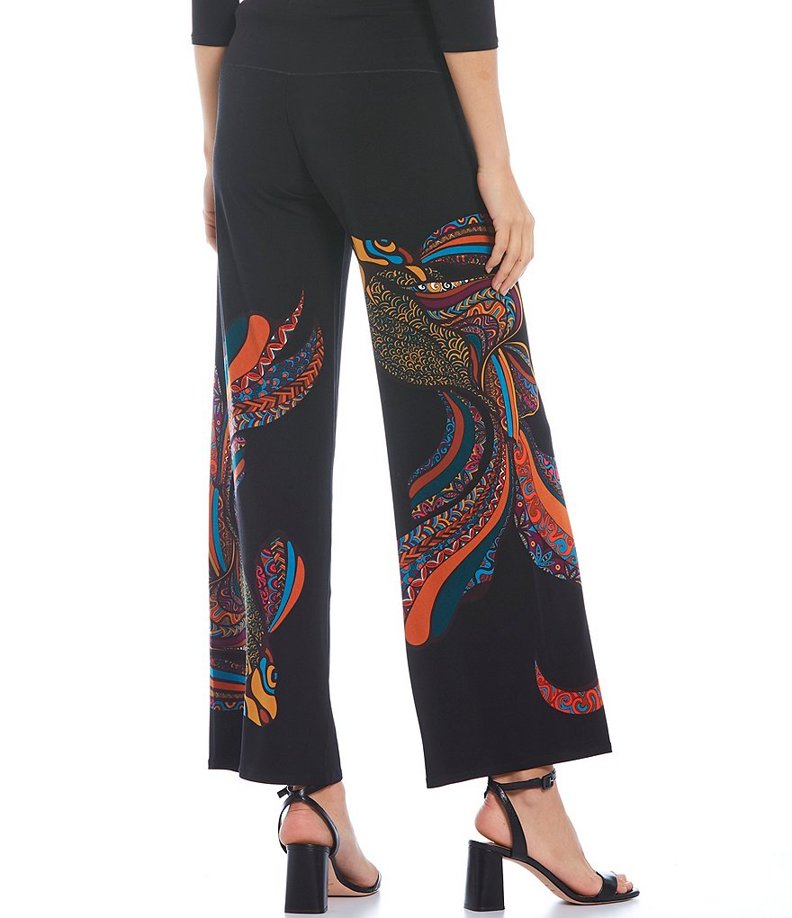 Eva Varro Fish Placement Print Wide Leg Coordinating Pull-On Pants