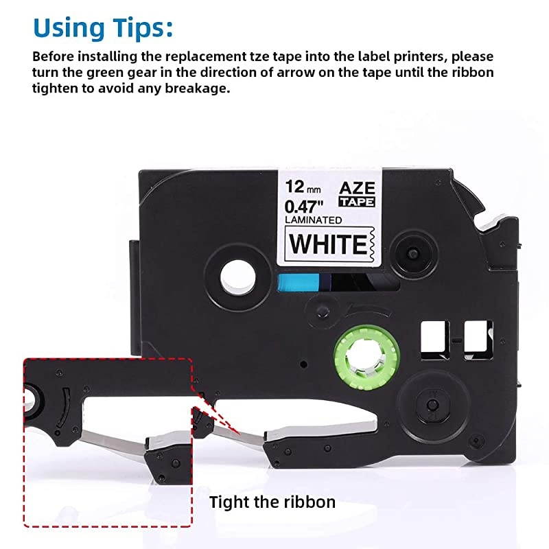 Compatible Label Tape Replacement for Brother PTouch Label Maker Tape TZe231 TZ231 to PTD210 PTD400AD PTH110 PTD200 PTD600VP PT1880c 12mm 047 Laminated Black on White Tape 10Pack