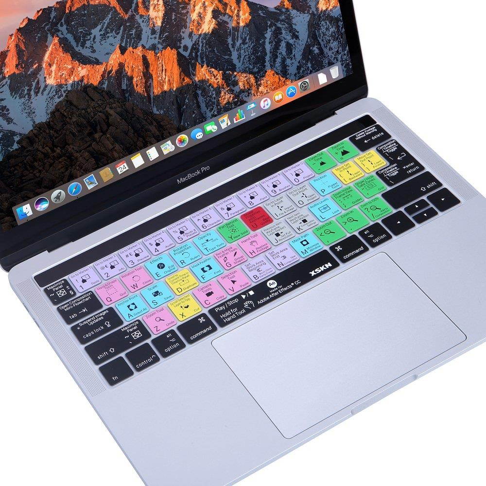 XSKN 2016 New Shortcut Design Series Keyboard Skin Cover for Touch Bar Models MacBook Pro 13 (A1706) & MacBook Pro 15 (A1707),  US EU Universal Version (After Effects)