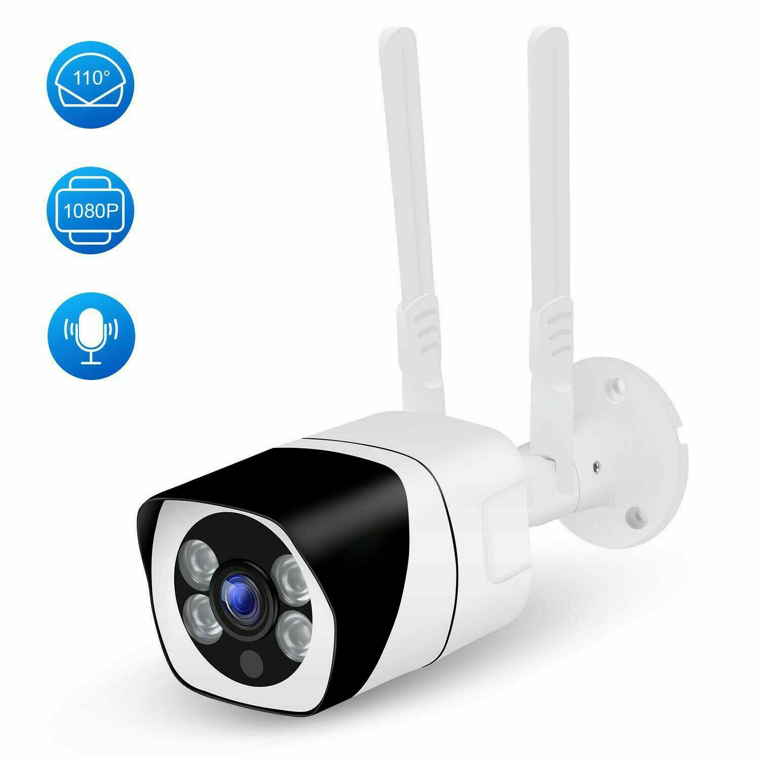 WiFi Outdoor Security Camera 1080P, 110&deg;Wide Angle, Two-Way Audio, Motion Detect