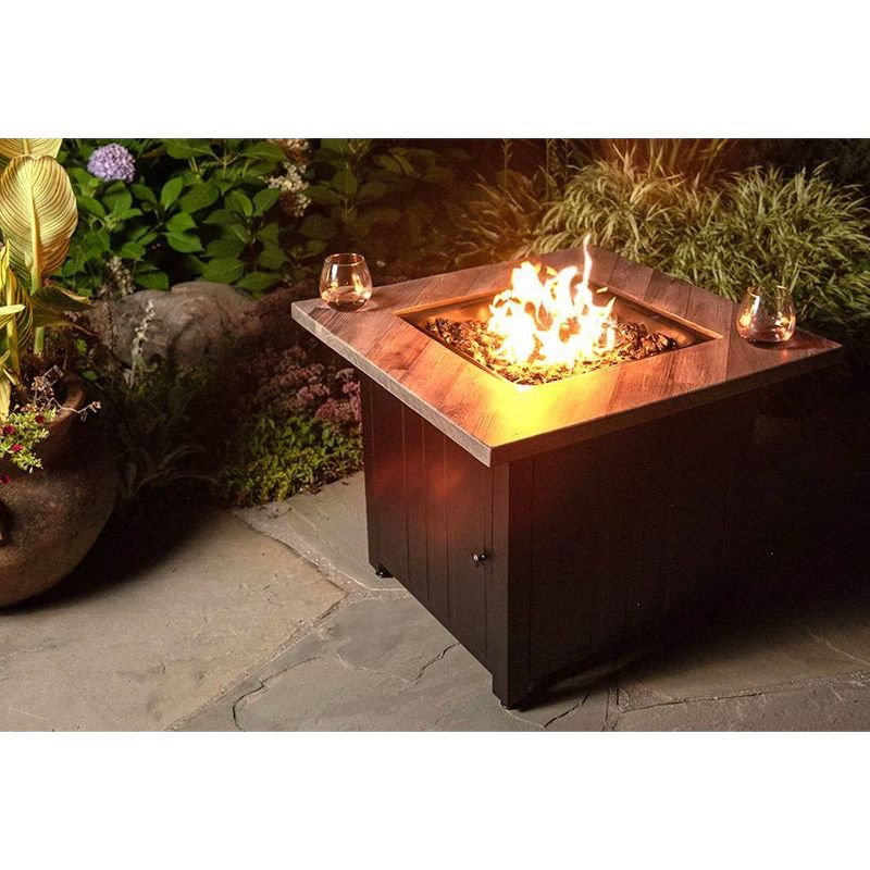 Harper 30" Square Gas Outdoor Fire Pit with Printed Cement Resin Mantel - Endless Summer