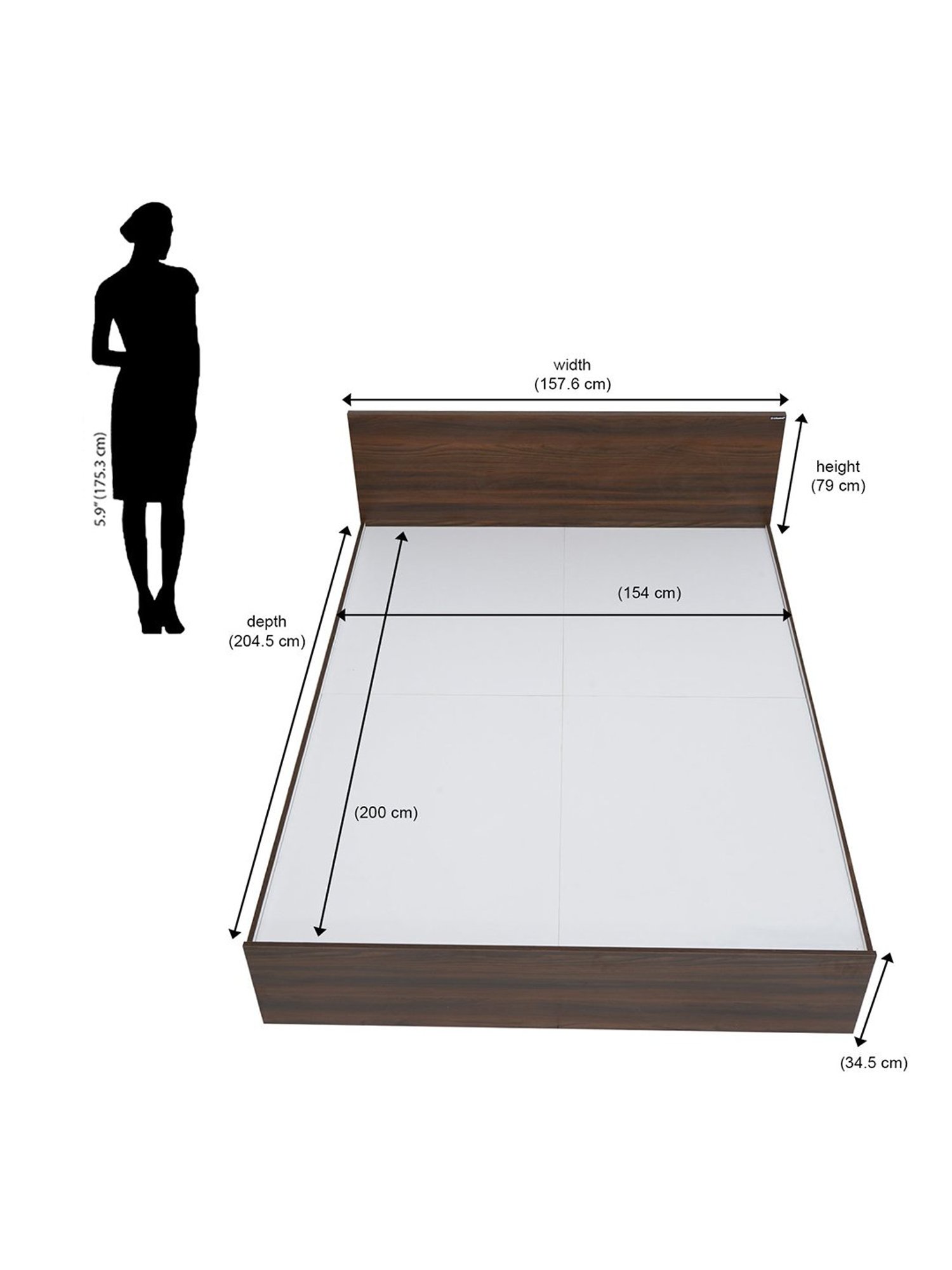Nilkamal Arthur Walnut Brown Engineered Wood Queen Bed without Storage