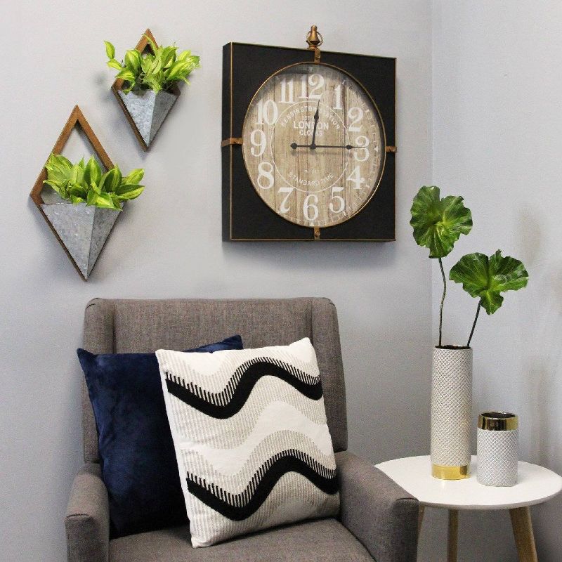 Gerson International 18-Inch Diameter Galvanized Metal Circular Wall Planter, Silver