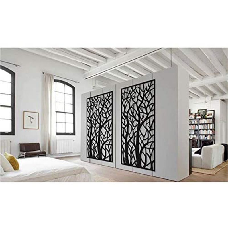 Stratco 4 x 2 Foot Decorative Rustic Lightweight Outdoor Metal Privacy Screen Panel for Backyard Screening, Fencing, and Backdrops, Forest Pattern