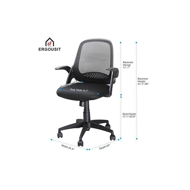 Chair, Computer Desk Chair with Ergonomic Back Support and Thick Cushion, Mid Back Task Chairs with Flip-up Arms, Hold up to 300LBS, 5-Years Warranty (one Size, Black1)