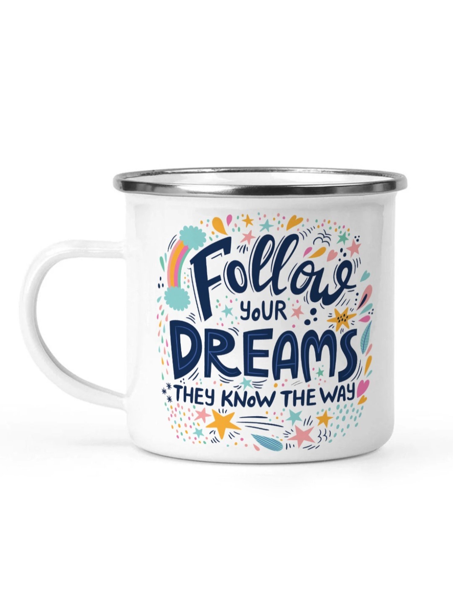 Gathari Enamel White Stainless Steel Coffee Mug