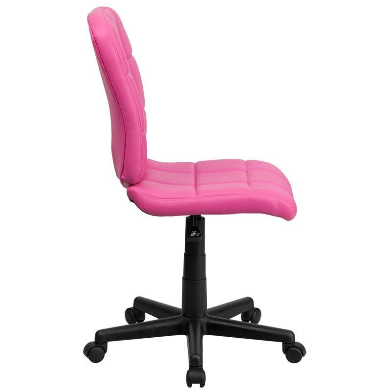 Mid-Back Pink Quilted Vinyl Swivel Task Chair