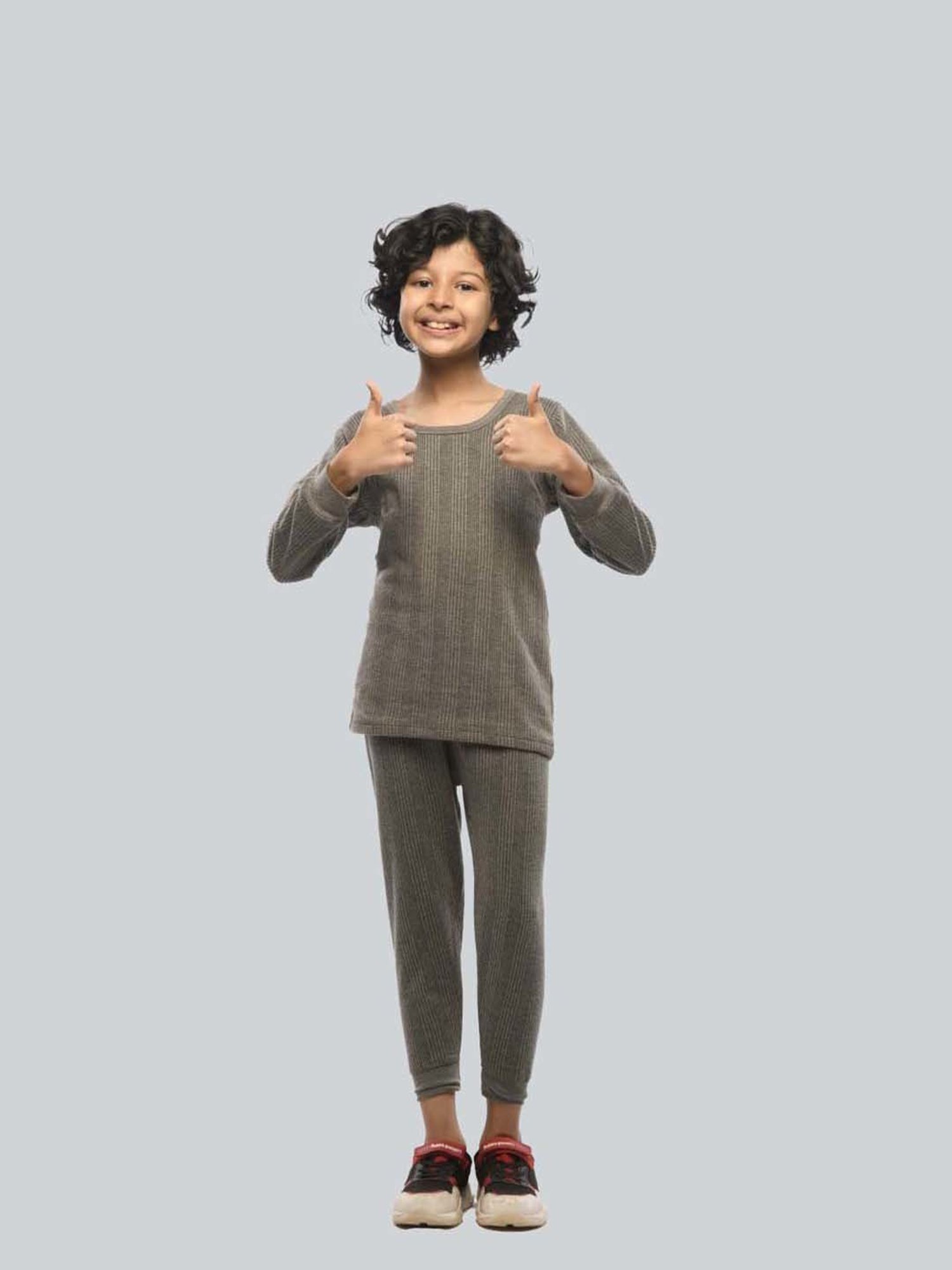 LUX Inferno Kids Charcoal Grey Skinny Fit Full Sleeves Thermal Set (Pack of 2)