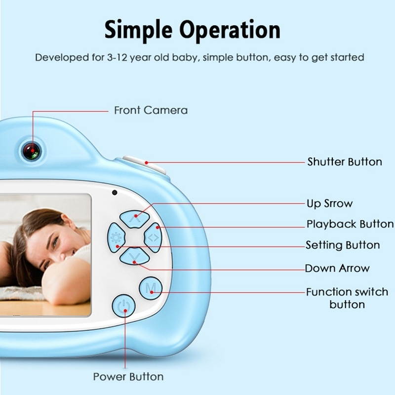 16.0 Mega Pixel Dual-Camera 2.0 inch Screen Cartoon HD Digital SLR Camera for Children